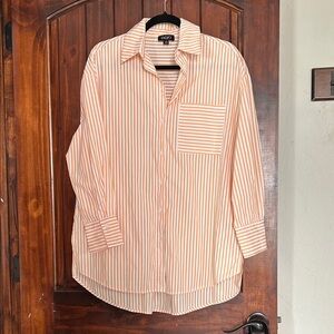 Striped Orange Button-Up Shirt